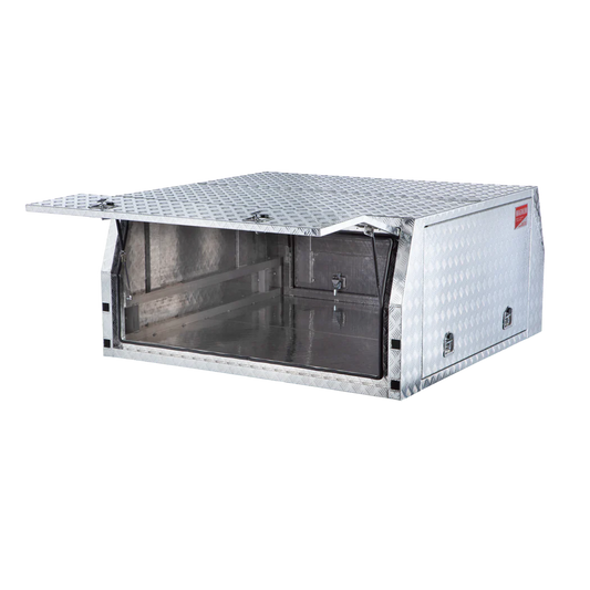 Canopy Dual Cab Aluminium Checker Plate 1800mm x 1800mm x 860mm Side Door Open