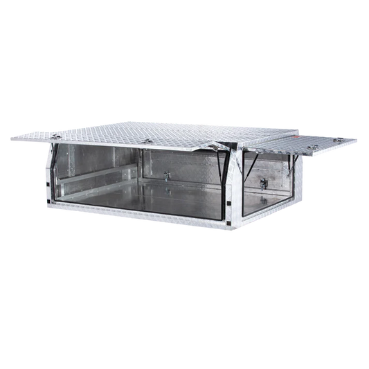 Ute Tray Top Single Cab Canopy 2400mm long x 1800mm x 860mm high with 3 doors. Gull wing door open