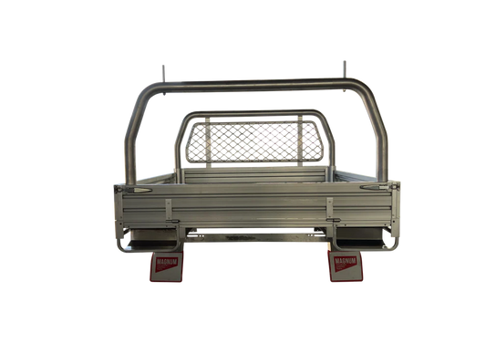 Single Cab Aluminium Tray - 2480mm x 1850mm Flat Deck with Headboard, Drop Sides and Ladder Bar aluminium