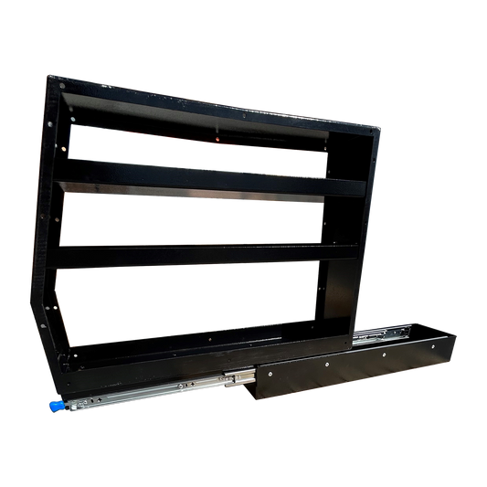 Slide Out Canopy Pantry, Side View and Extended