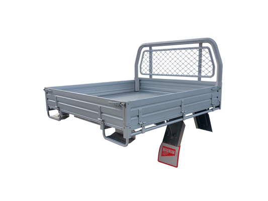 Dual Cab Aluminium Tray - 1730mm x 1850mm Flat Deck with Headboard and Drop Sides aluminium - Perfect for enhancing utility and durability.