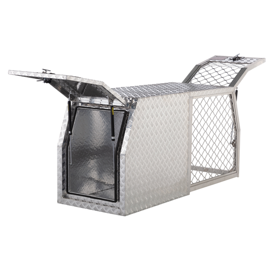 1780mm 2 Door Aluminium Dog Cage-Canopy Combo both doors open
