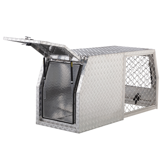 1780mm 2 Door Aluminium Dog Cage-Canopy Combo front door open