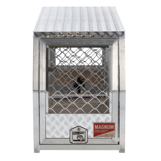 Aluminium dog cage side on closed