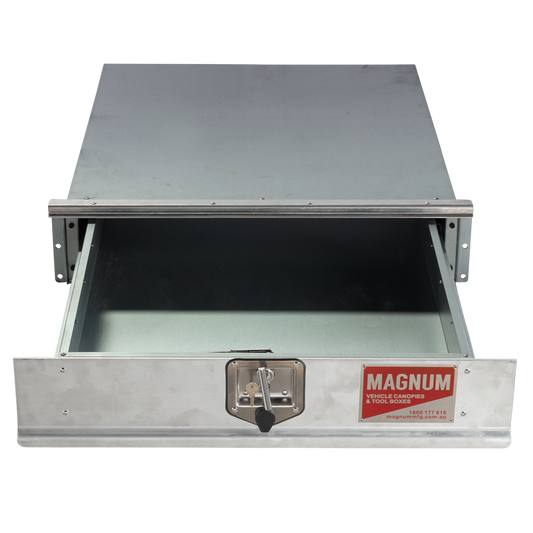 Underbody Ute Tool Box 850mm, recommend mm, made of durable steel, ideal for secure storage and transport.