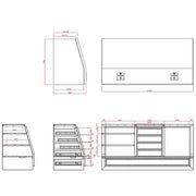 Aluminium 5 Drawer Tool Box - 1400mm x 505mm x 705mm, made of steel, dimensions: 18mm 415mm 90mm 495mm 705mm 1270mm 490mm