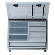 White Steel 5 Drawer Toolbox - 960mm x 500mm x 700mm, made of steel, dimensions: 18mm 415mm 700mm 90mm 830mm 1.5mm 390mm