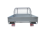 Dual Cab Aluminium Tray - 1730mm x 1850mm Flat Deck with Headboard and Drop Sides aluminium - Perfect for enhancing utility and durability.