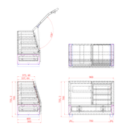 Aluminium 5 Drawer Toolbox - 960 mm x 505 mm x 705 mm Fully Dimensioned Drawing
